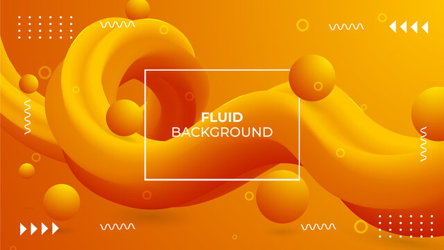 3D modern Gradient color fluid background with 3D balls, lights, and ornaments on a yellow and orange color gradient background.