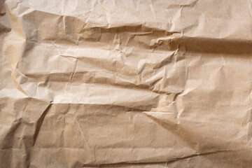 Close up crumpled brown paper texture and background