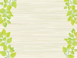木目_ウッドボード_看板_デザイン_背景_木目調_葉_新緑_white wood_boad