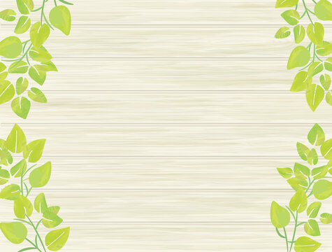 木目_ウッドボード_看板_デザイン_背景_木目調_葉_新緑_white wood_boad