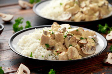 Creamy Chicken and mushroom with white rice