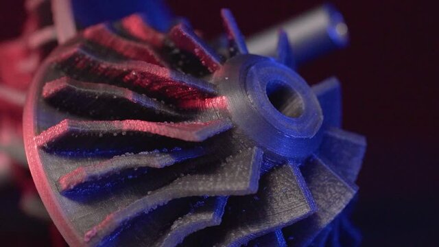 Replacement parts for machine tools in factories, printered on 5D 3D printers. Parts for faFused deposition modeling, 3D printer printing an object from plastic.