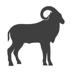 Ram silhouette, icon. Vector illustration on a white background.