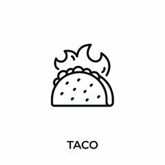 taco icon vector. mexican food sign symbol for modern design. Vector illustration	