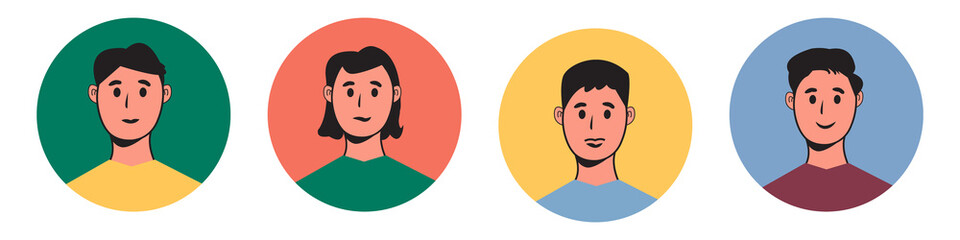 Vector cartoon set of male character  hairstyles, brows and lips and face Reaction