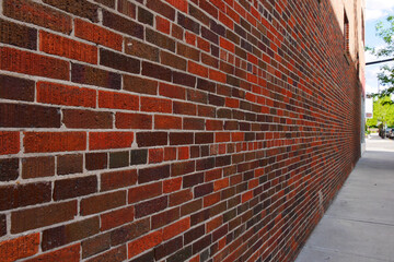 an old brick wall in a typical small town in the United States