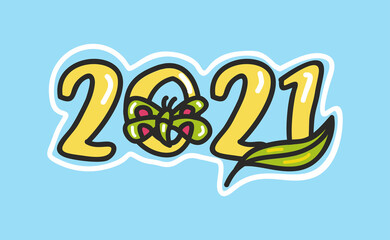 Creative concept of 2021 Happy New Year logo text design. Brochure design template, card, banner.