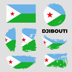 Set of Djibouti flag on isolated background vector