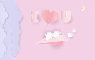 Couple in a plane floating in the sky