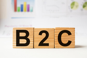 a word B2C on wooden cubes. business concept. business and Finance
