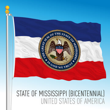 Mississippi Federal State Flag, Bicentennial, United States, Vector Illustration