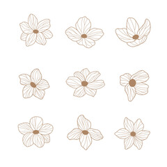 Set of hand drawn flowers. Vector illustration