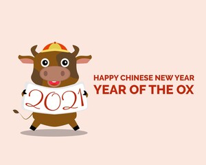 illustration vector design of chinese new year. Year of the ox.