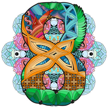 Mandala with numero eight. Vector decorative zentangle