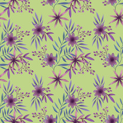 flower fabric print raster seamless pattern with flowers