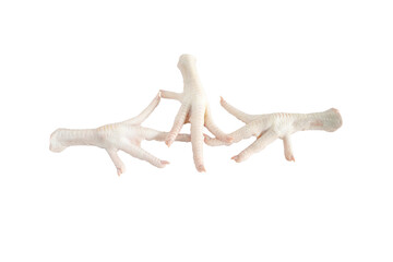 Three of chicken feet Isolated on the white background. Clipping path included.