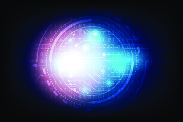 Vector circle with circuit board. Illustration Abstract modern futuristic, engineering, science, technology background. Hi tech digital connect, communication, high technology concept.