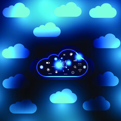 Modern cloud technology. Cloud computing concept.Abstract cloud connection technology background. vector illustration.