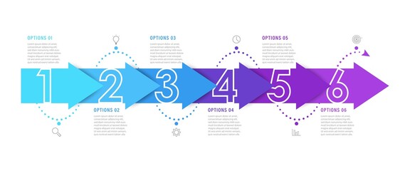 Vector Infographic label design template with icons and 6 options or steps. Can be used for process diagram, presentations, workflow layout, banner, flow chart, info graph.