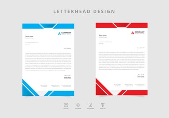 Corporate business letterhead with red and blue curvy shape Vector
