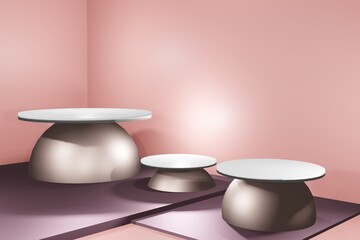 abstract 3d background, empty podium with pink background 