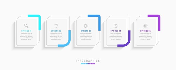 Vector Infographic label design template with icons and 5 options or steps. Can be used for process diagram, presentations, workflow layout, banner, flow chart, info graph.