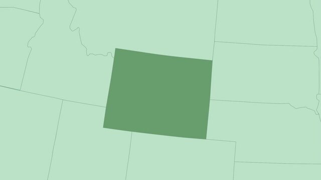 Map of Wyoming with pin of country capital. Wyoming Map with neighboring countries in green color.
