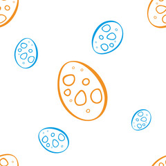 Fototapeta na wymiar Funny cartoon hand drawn seamless vector egg pattern 