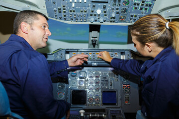 team of workers during aircraft maintenance