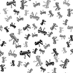 Black Tow truck icon isolated seamless pattern on white background. Vector.