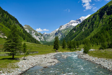 Valley in the alps with river