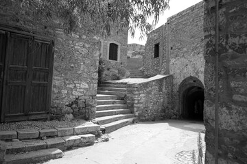 old stone stairs, ruins on spinalonga island