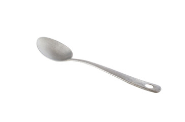 Close up of aluminum ladle old style spoon