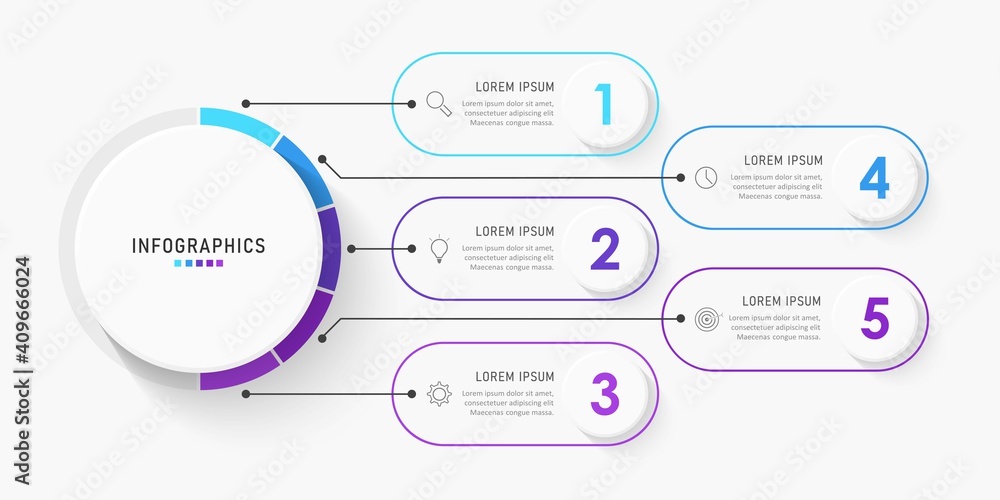 Wall mural vector infographic label design template with icons and 5 options or steps. can be used for process 
