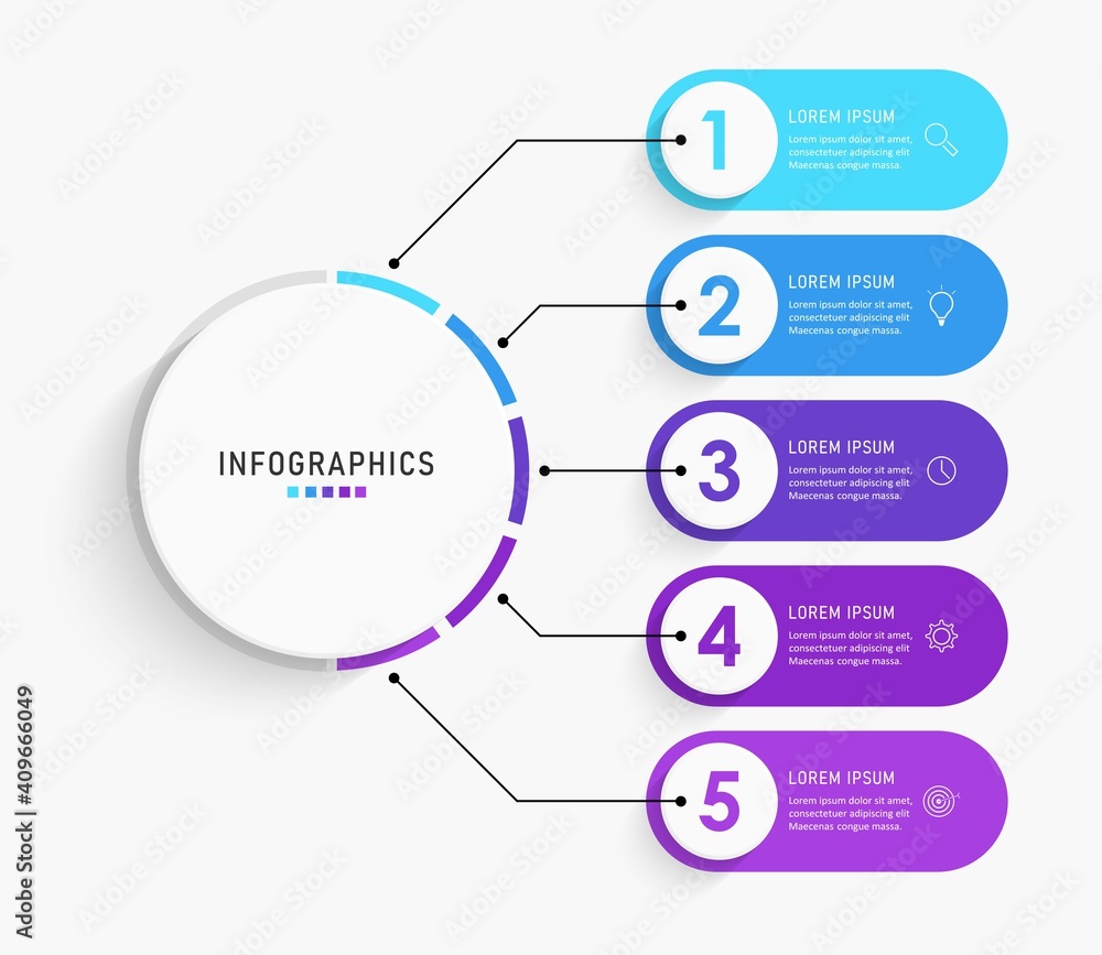 Wall mural vector infographic label design template with icons and 5 options or steps. can be used for process 