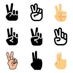 set of hand gestures peace