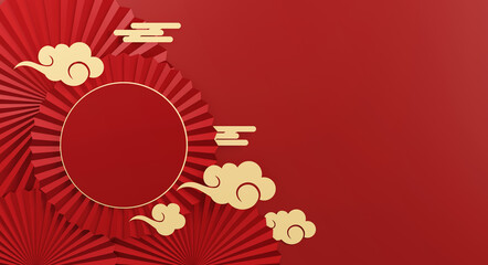 happy chinese new year banner design. space for text. 3D illustration