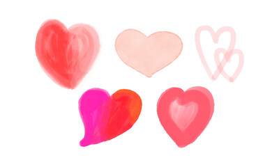 水彩風のハートのイラストです