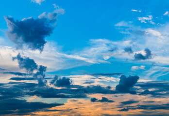 Fototapeta na wymiar Sunset sky with black clouds