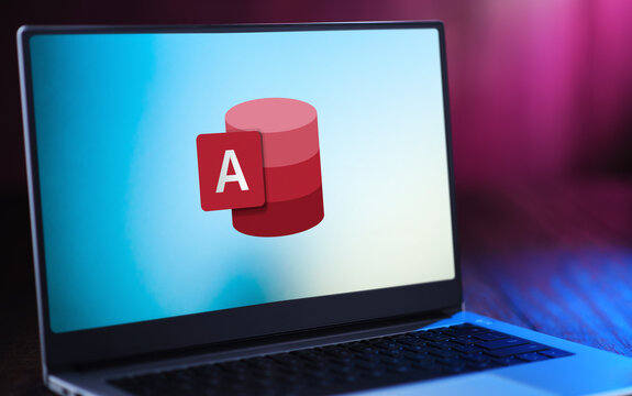 Laptop computer displaying logo of Microsoft Access