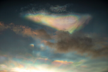 Colorful Nacreous clouds at sunrise