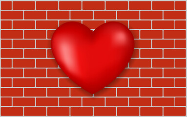 heart 3d on brick wall