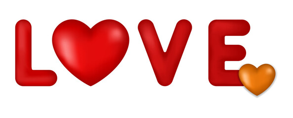 love word with heart icon