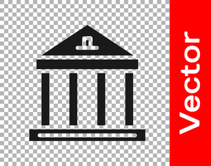 Black Museum building icon isolated on transparent background. Vector.