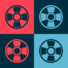 Pop art Casino chip icon isolated on color background. Casino gambling. Vector.