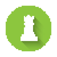 White Chess icon isolated with long shadow. Business strategy. Game, management, finance. Green circle button. Vector.