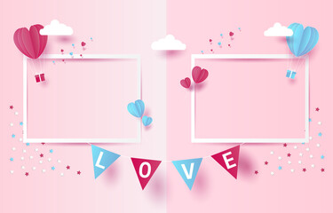 Happy Valentine's day concept background. Love Festival design concept,greetings Valentine's day, Paper cut design, design for greeting cards, text, banner, website, brochure, illustrations eps10.