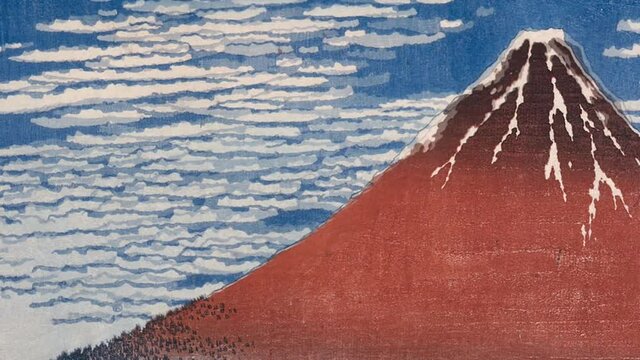 Winter mountain landscape in Japanese style
