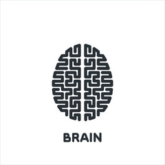 flat vector illustration on white background, brain icon, smart technology