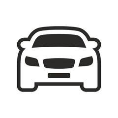 Car icon. Car front view. New car. Car outline. Vector icon isolated on white background.